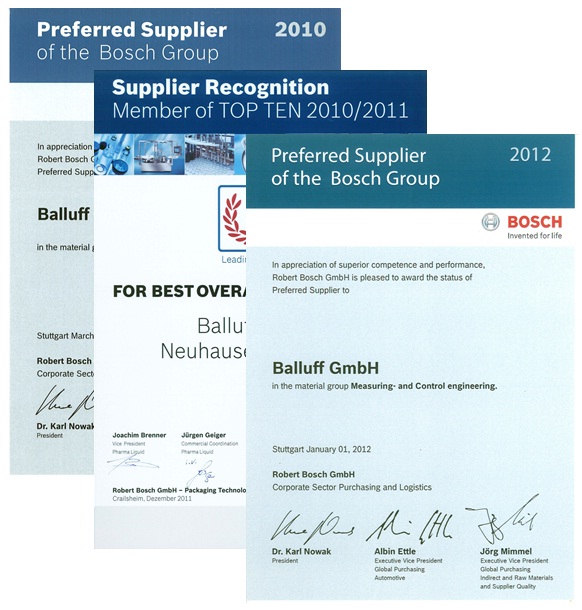 Balluff krijgt derde maal erkenning van Bosch